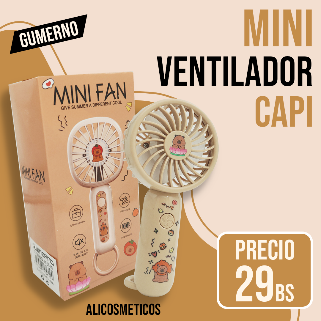 Mini Ventilador Capibara Cute Gumerno