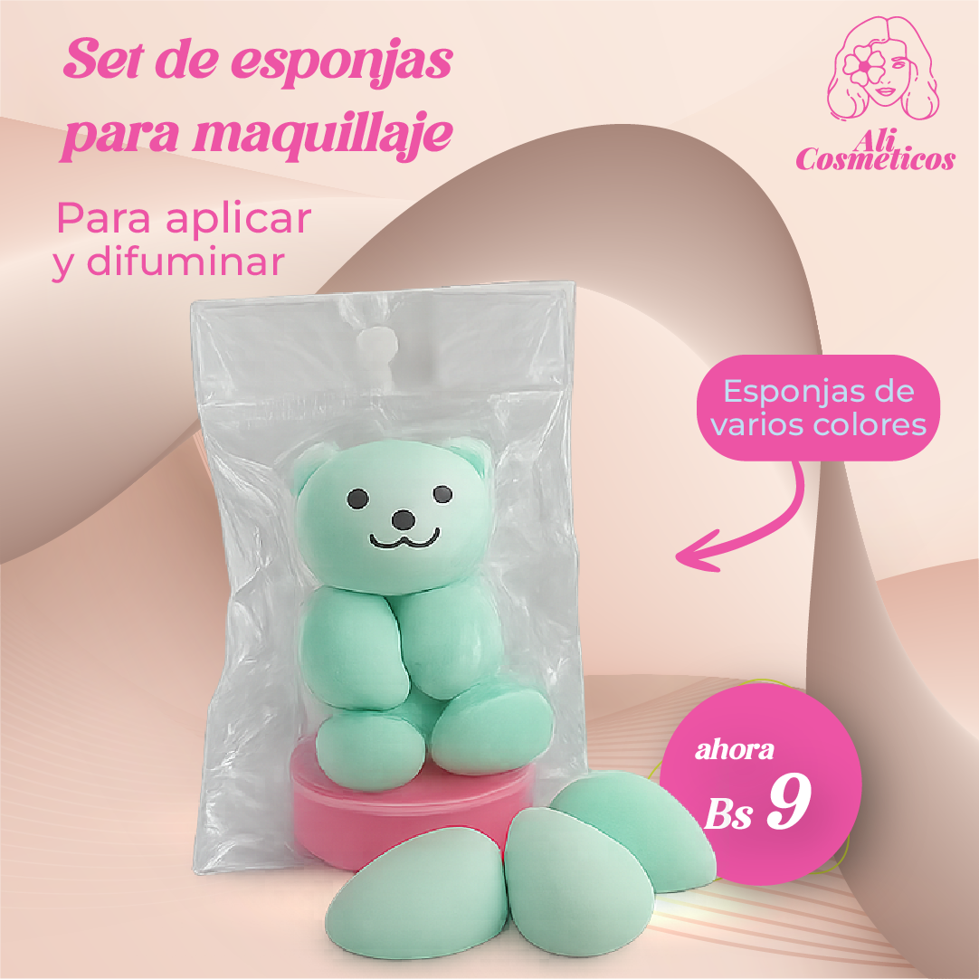 Set de Esponja para Maquillaje Cute Bear