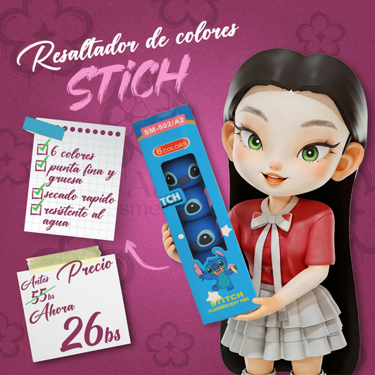 Resaltadores de Colores Kuromi + Stich