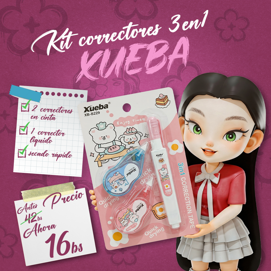Kit de Correctores 3en1 Xueba