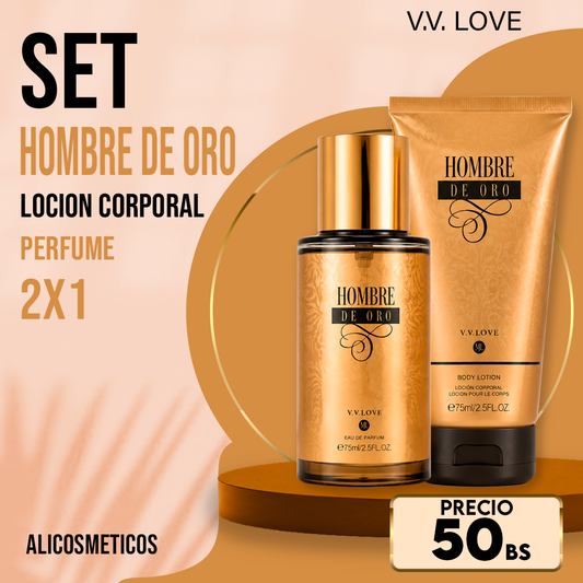 Set de Loción Corporal Hombre de Oro V.V. Love