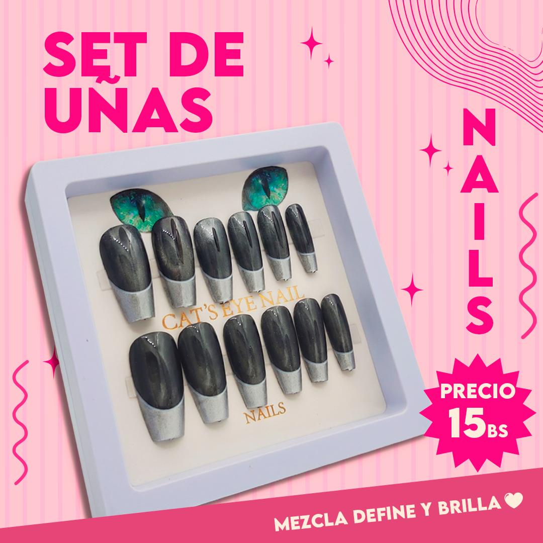 Set de Uñas Ojo de Gato Nails