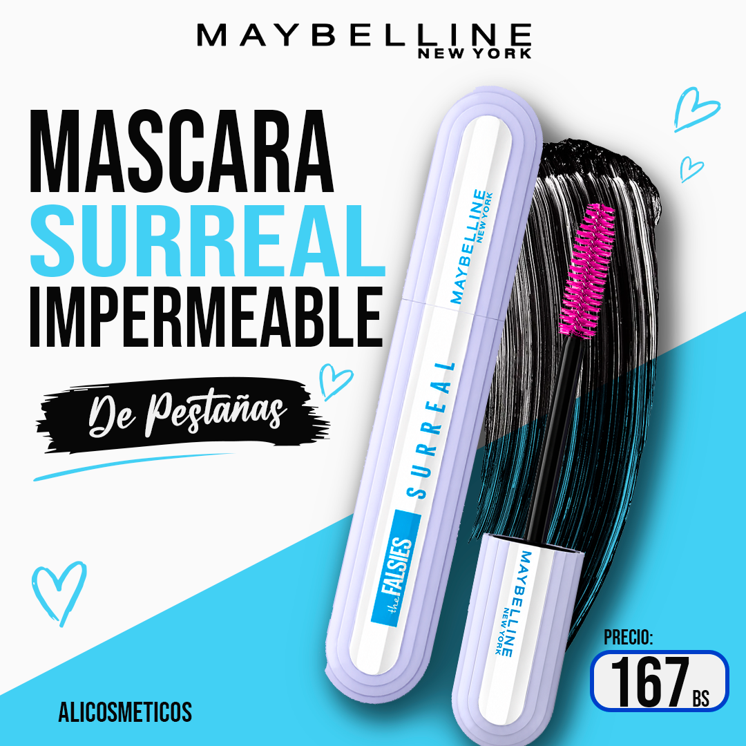 Mascara para Pestañas Falsies Surreal Resistente al Agua Maybelline