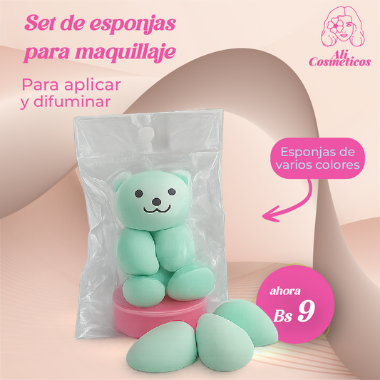 Set de Esponja para Maquillaje Cute Bear