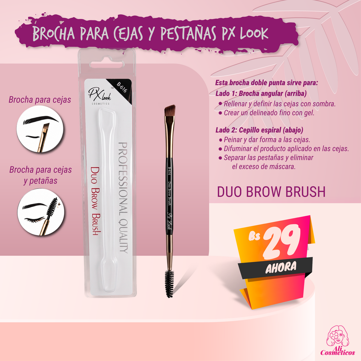 Brocha para Cejas y Pestañas Px Look Cosmetics