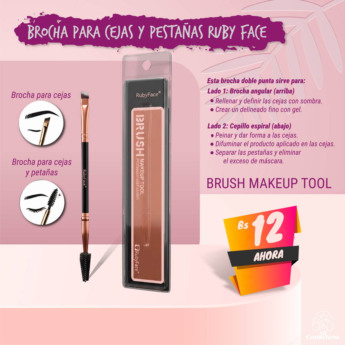 Brocha para Cejas y Pestañas 2 en 1 Ruby Face