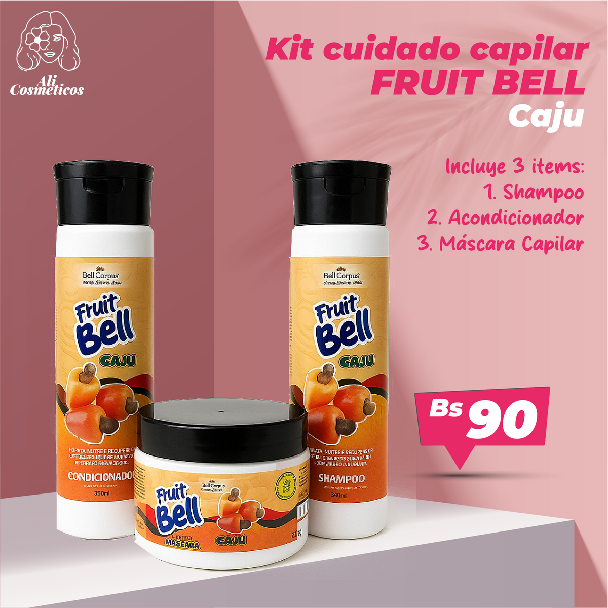 Kit de Cuidado Capilar Fruit Bell Caju Bell Corpus