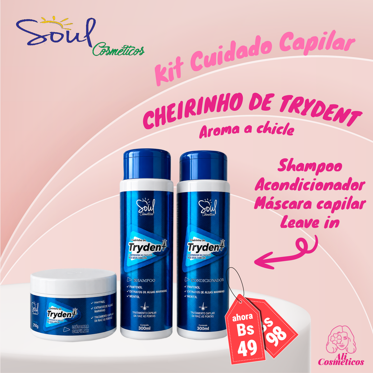 Kit de Cuidado Capilar Cheirinho de Trydent Soul Cosméticos