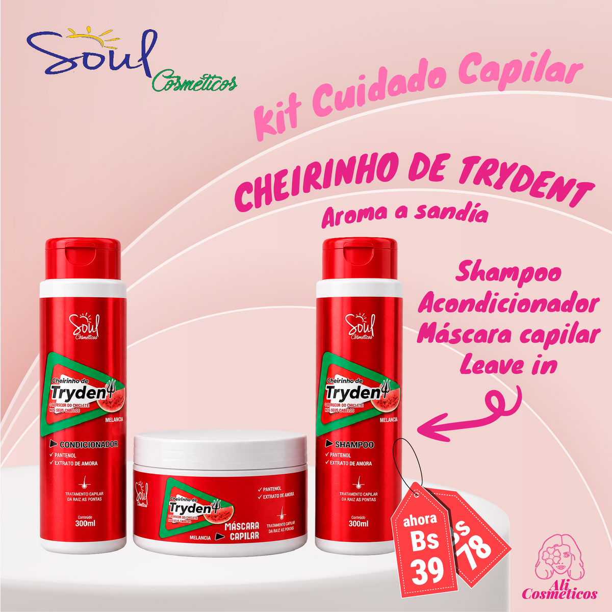 Kit de Cuidado Capilar Cheirinho de Trydent Soul Cosméticos