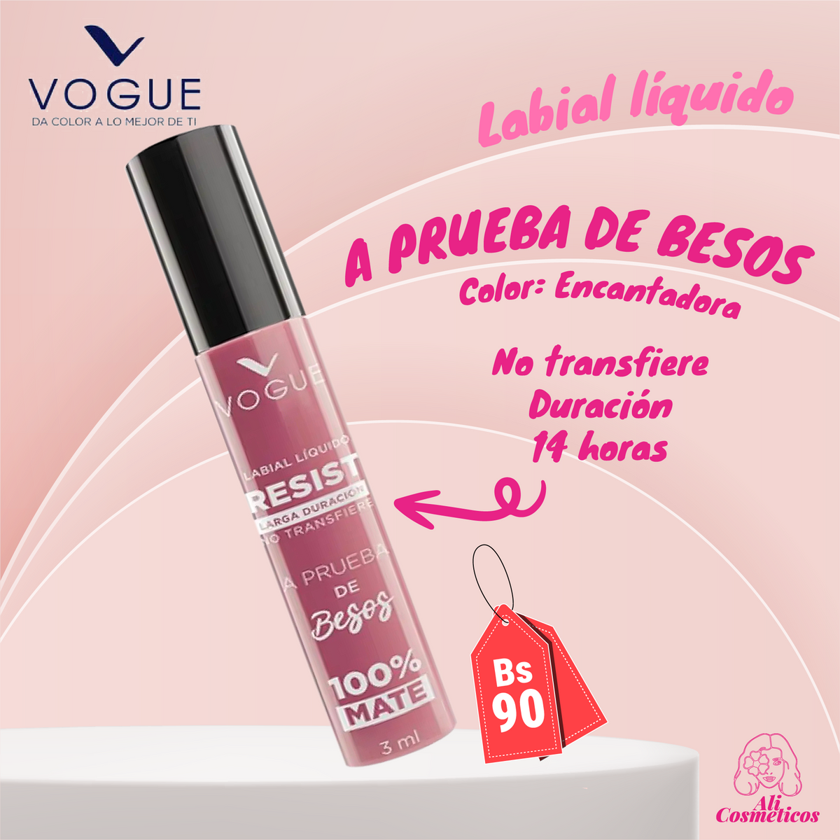 Labial Liquido Resist "A Prueba de Besos" 100% Mate Vogue