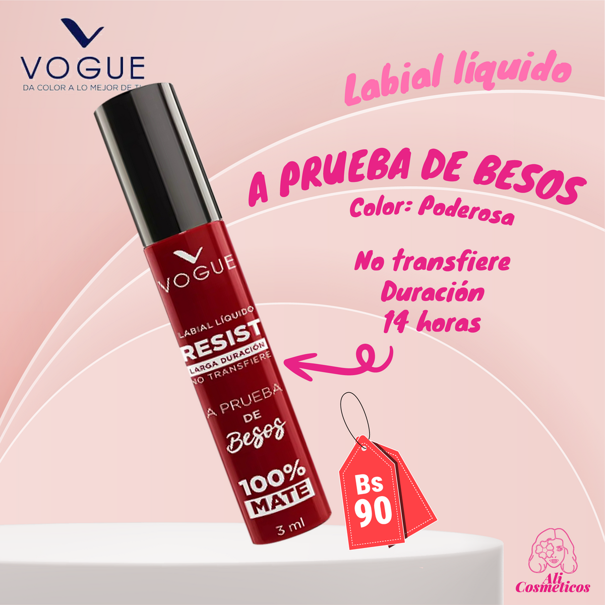 Labial Liquido Resist "A Prueba de Besos" 100% Mate Vogue