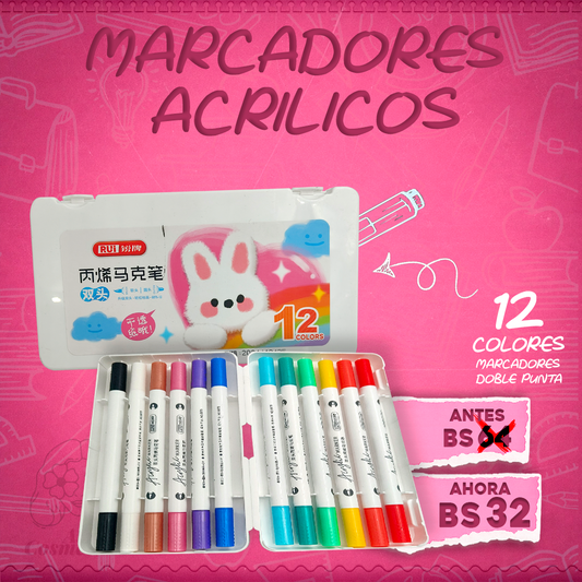 Marcadores Acrílicos Doble punta Bunny