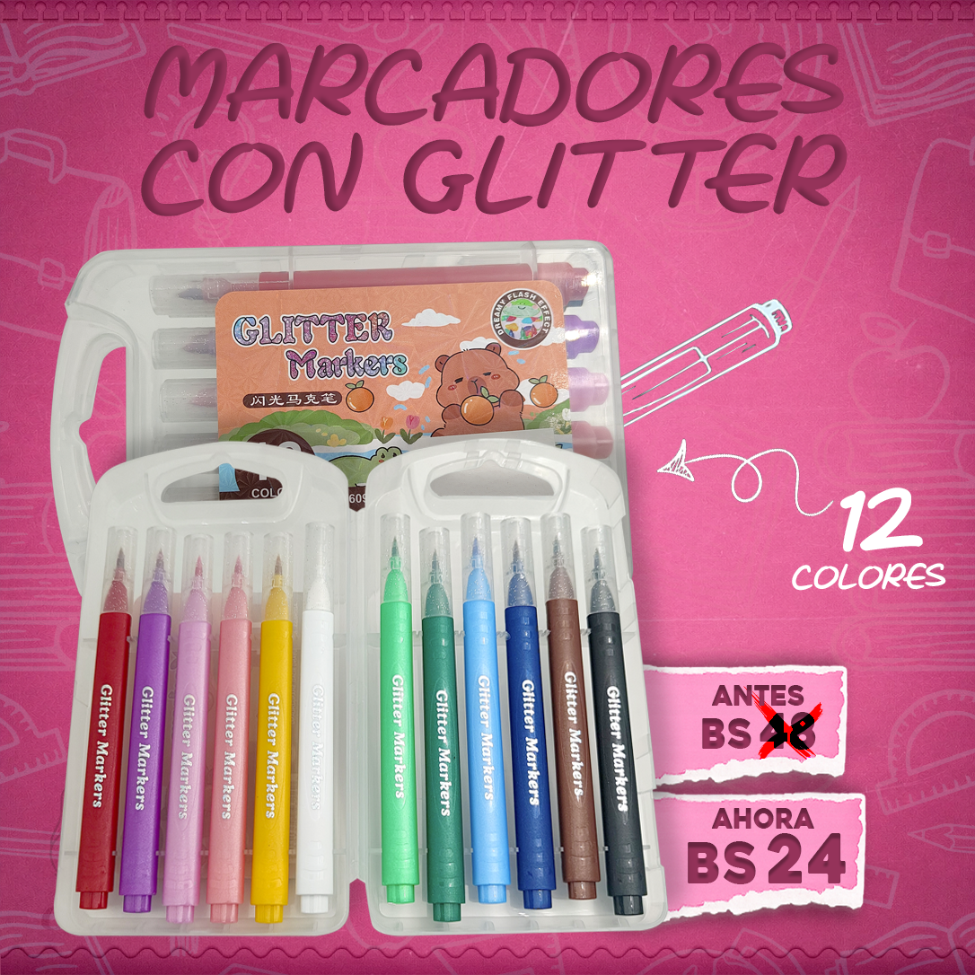 Marcadores con Glitter Mini