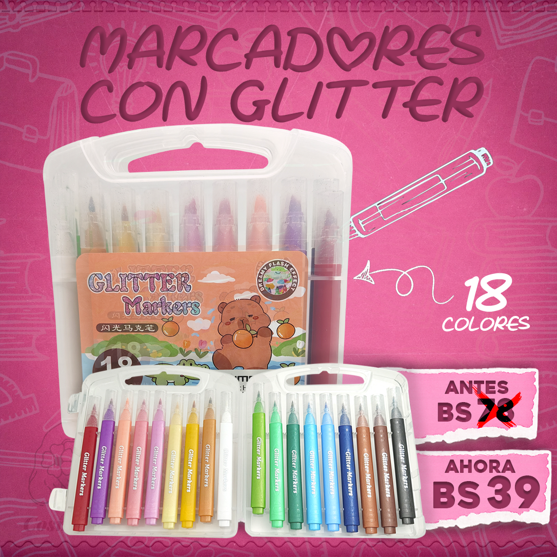 Marcadores con Glitter Capibara