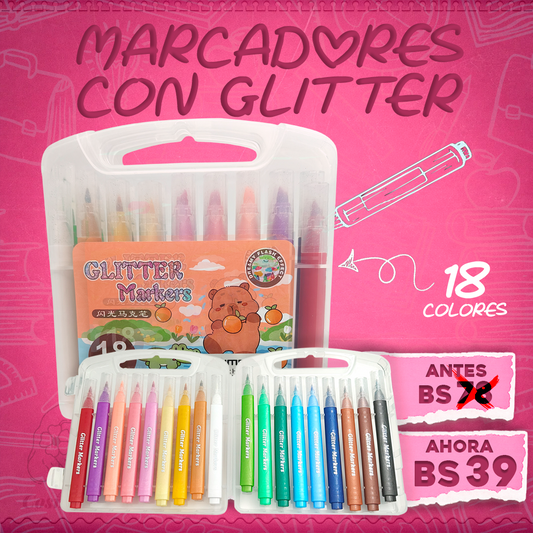 Marcadores con Glitter Capibara