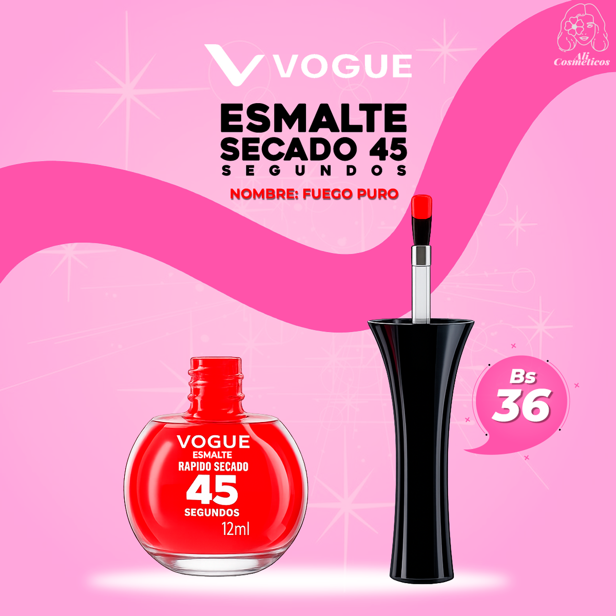 Esmalte para Uñas Secado Rapido 45 Segundos Fuego Puro Vogue
